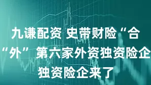 九谦配资 史带财险“合”转“外” 第六家外资独资险企来了